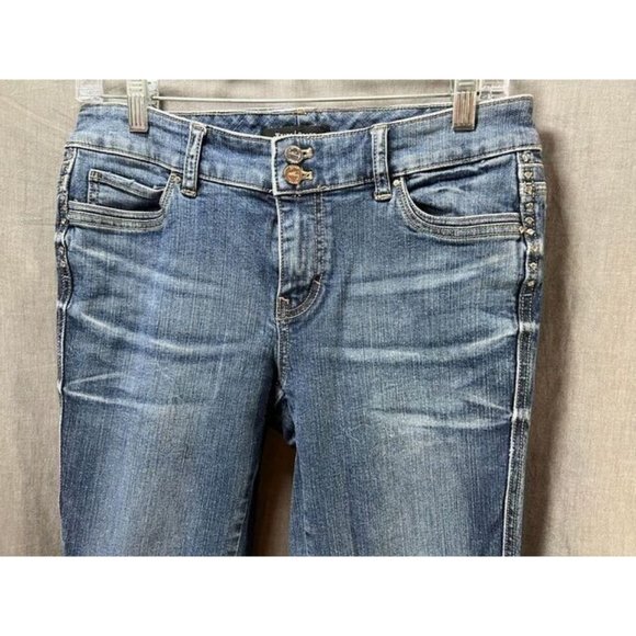 White House Black Market Blanc Pants Womens 4 Blue Denim Pocketed Zip 30x27 - Picture 2 of 10